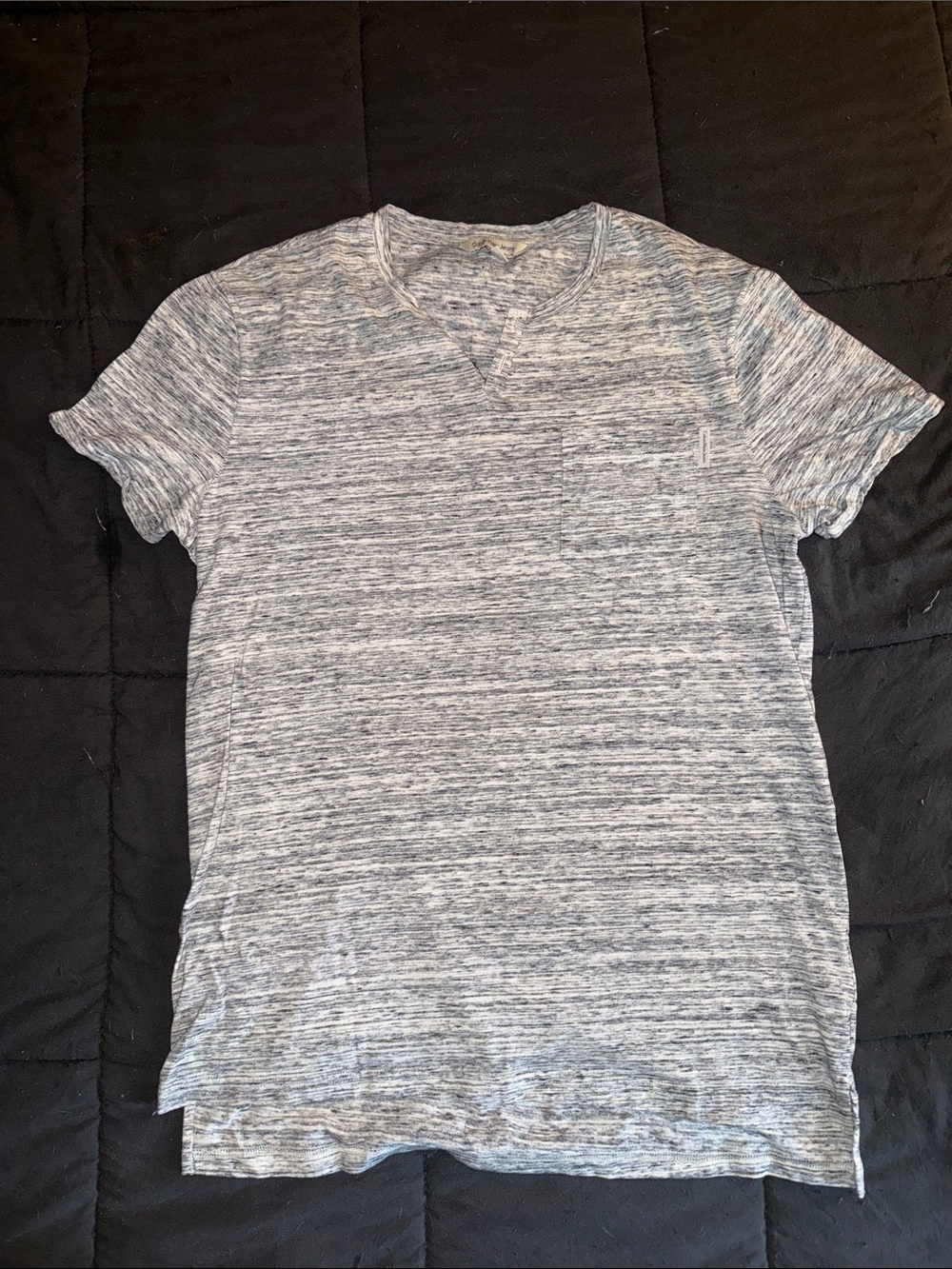 Calvin Klein Jeans Blue-Gray Marled V-Notch Pocket Tee